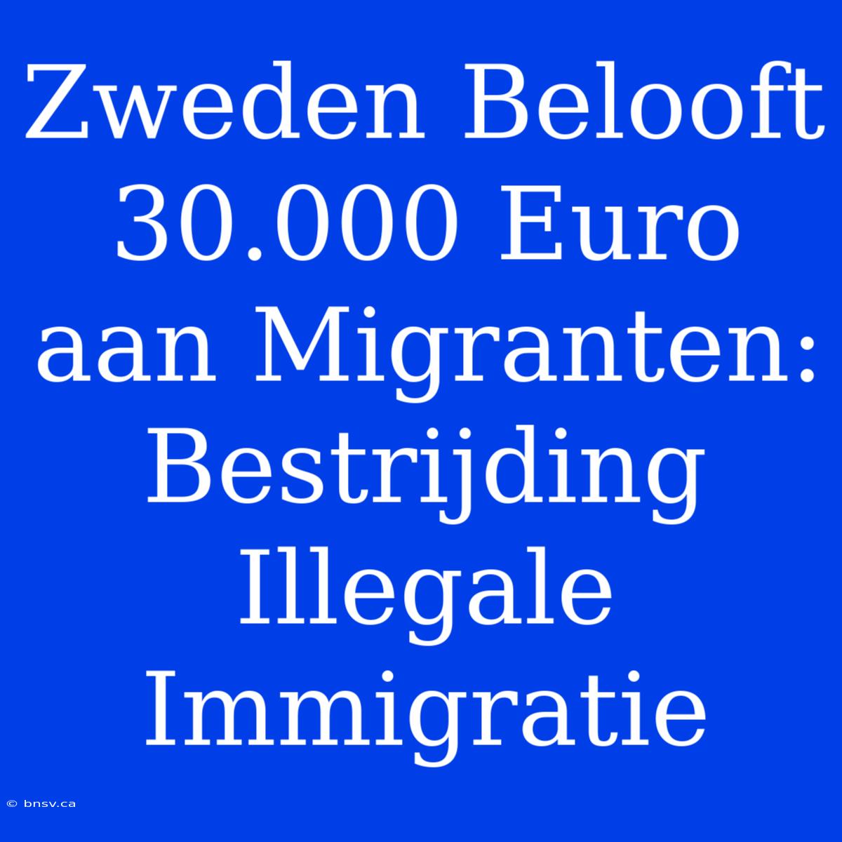 Zweden Belooft 30.000 Euro Aan Migranten: Bestrijding Illegale Immigratie