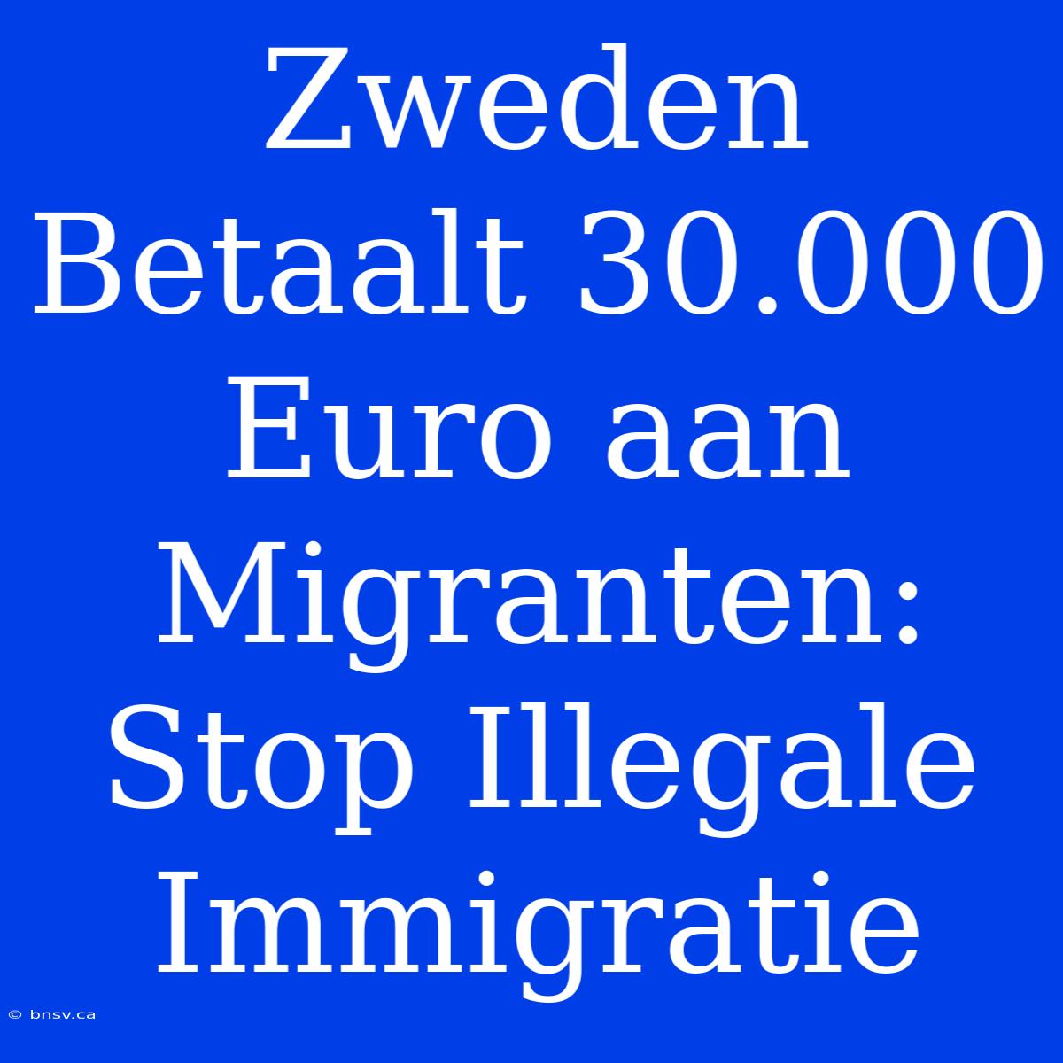 Zweden Betaalt 30.000 Euro Aan Migranten: Stop Illegale Immigratie