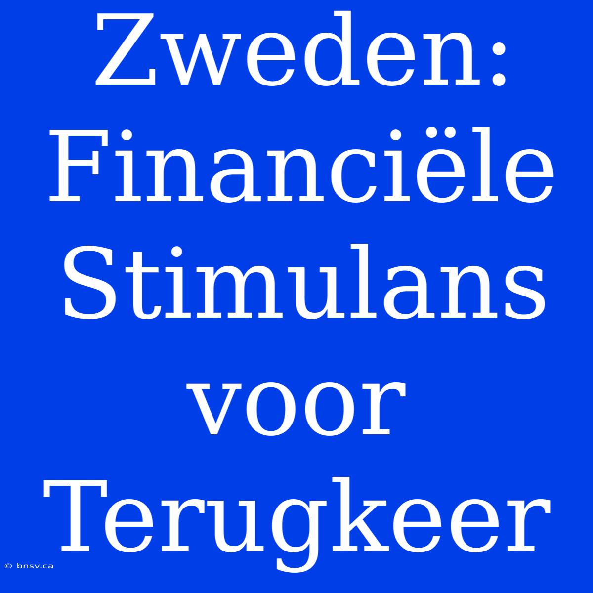 Zweden:  Financiële Stimulans Voor Terugkeer