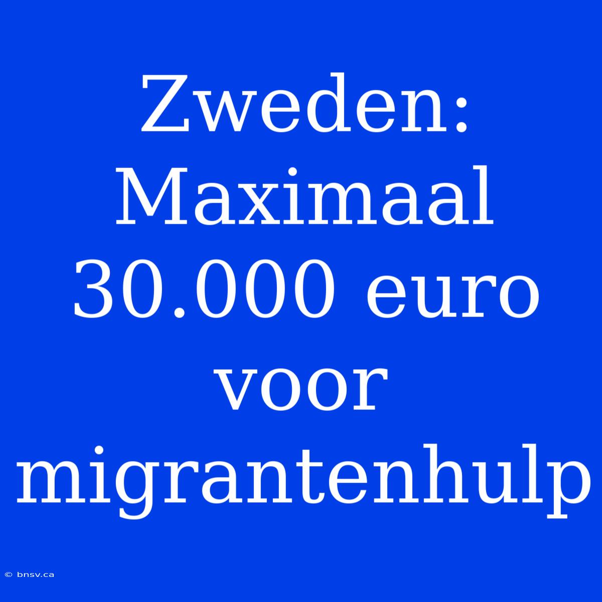 Zweden: Maximaal 30.000 Euro Voor Migrantenhulp