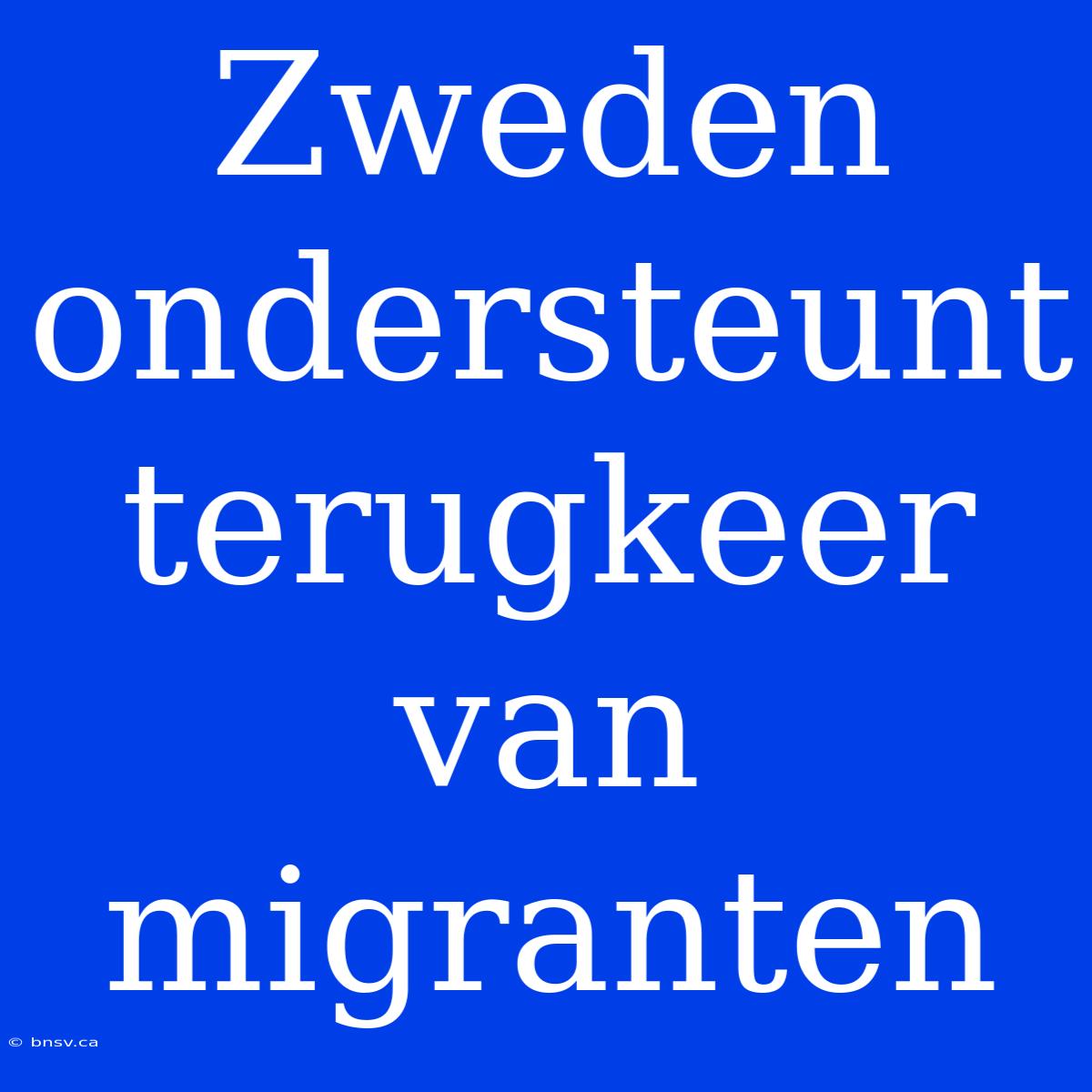 Zweden Ondersteunt Terugkeer Van Migranten