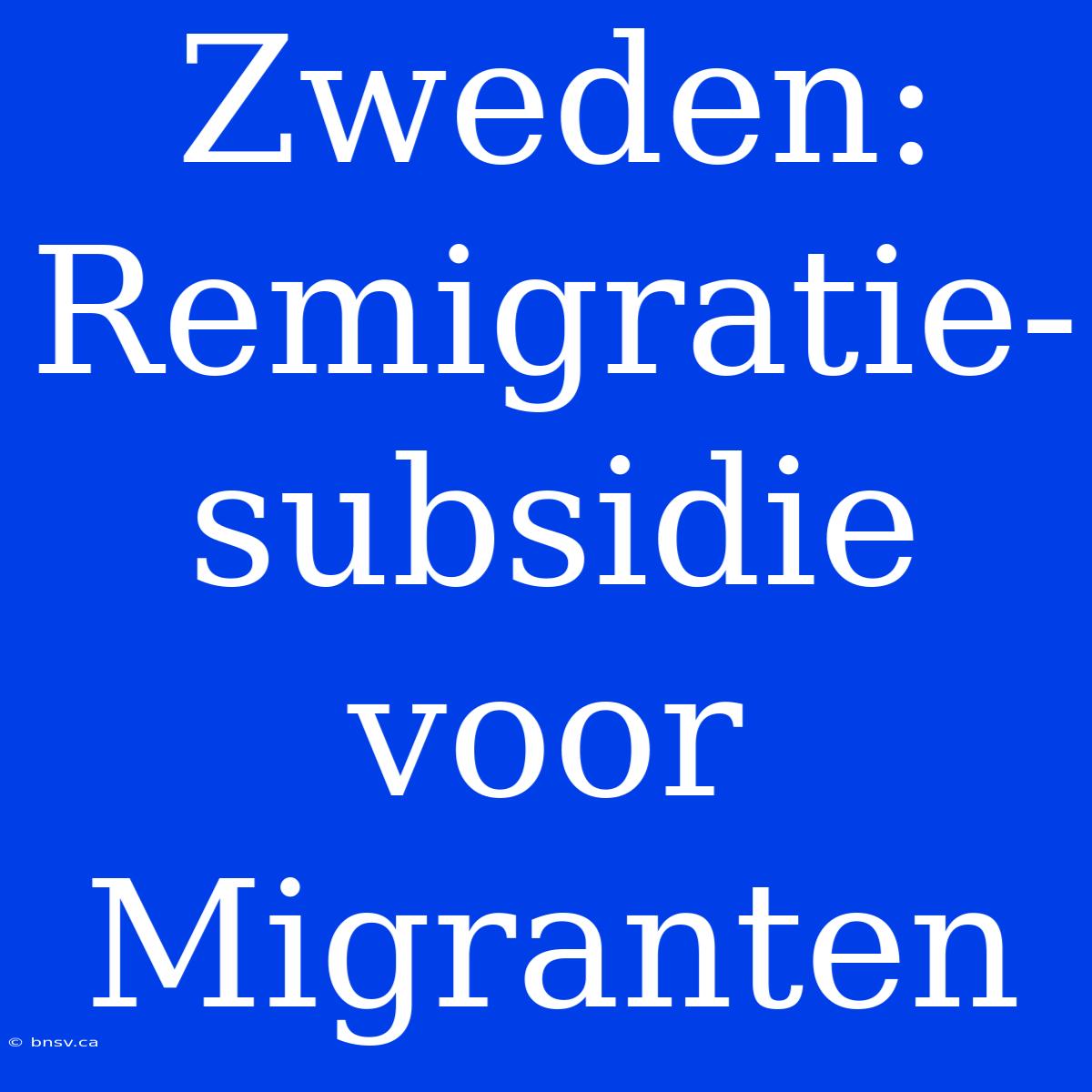 Zweden: Remigratie-subsidie Voor Migranten