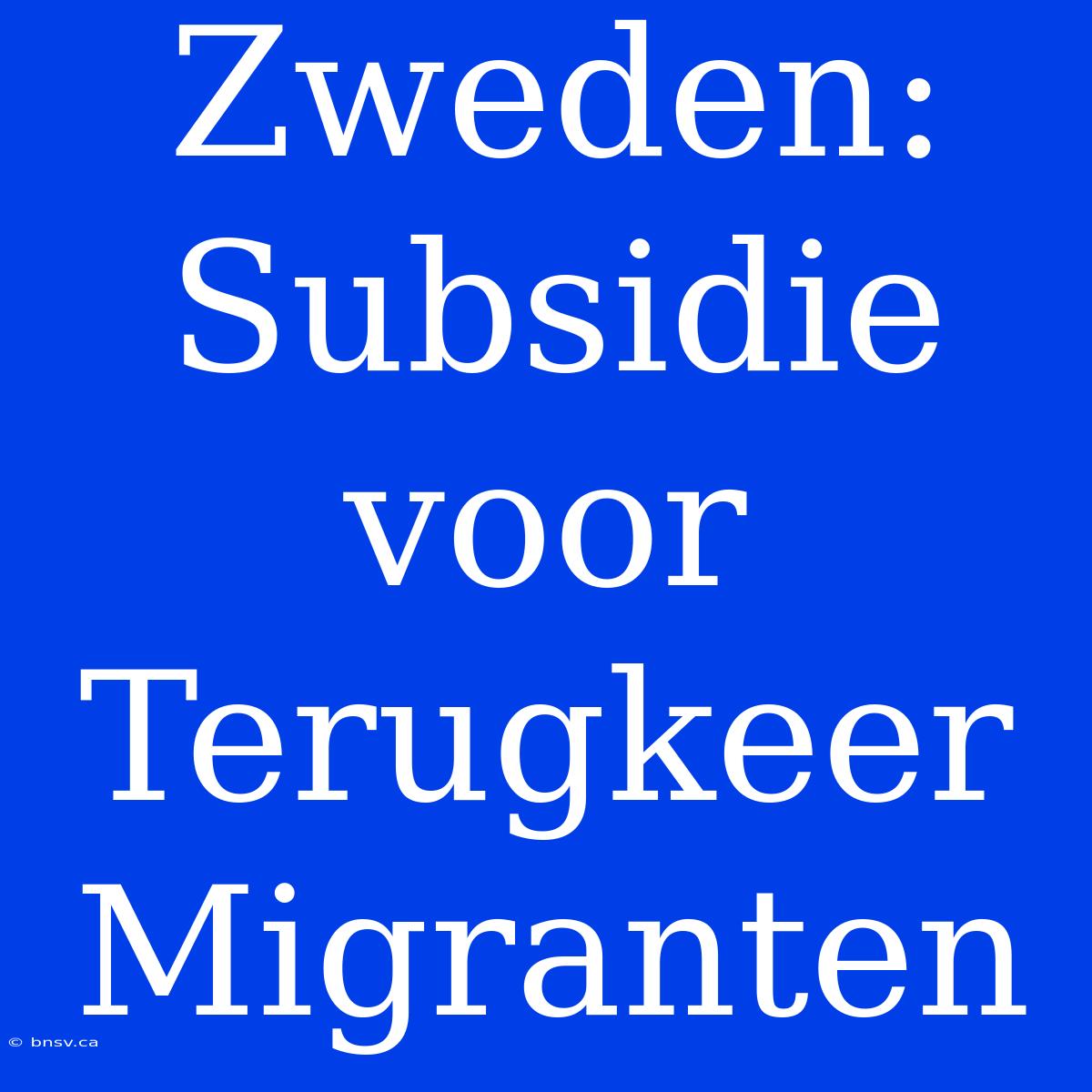 Zweden: Subsidie Voor Terugkeer Migranten