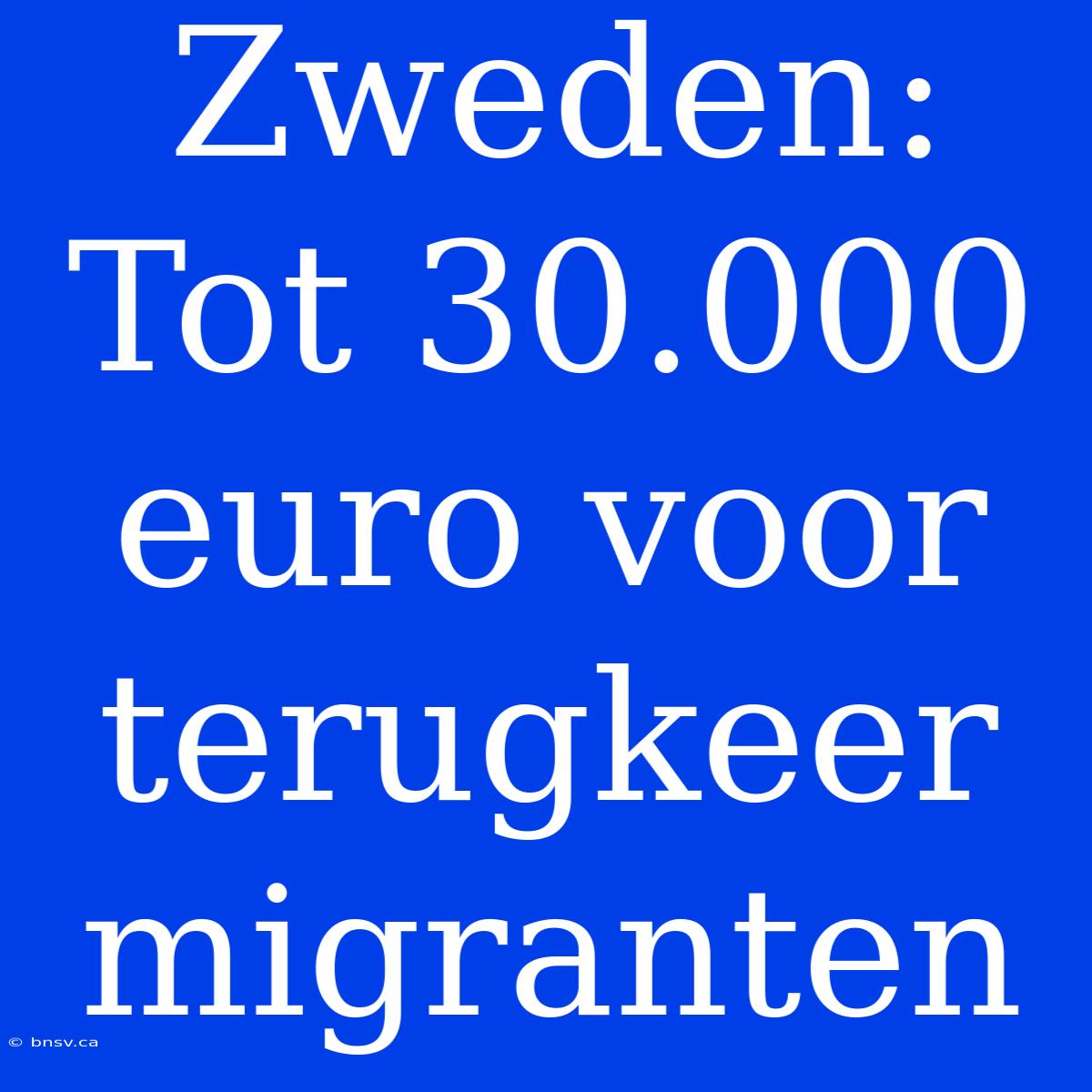 Zweden: Tot 30.000 Euro Voor Terugkeer Migranten