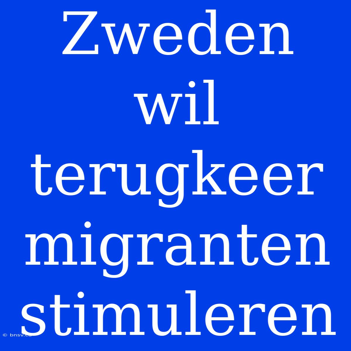 Zweden Wil Terugkeer Migranten Stimuleren