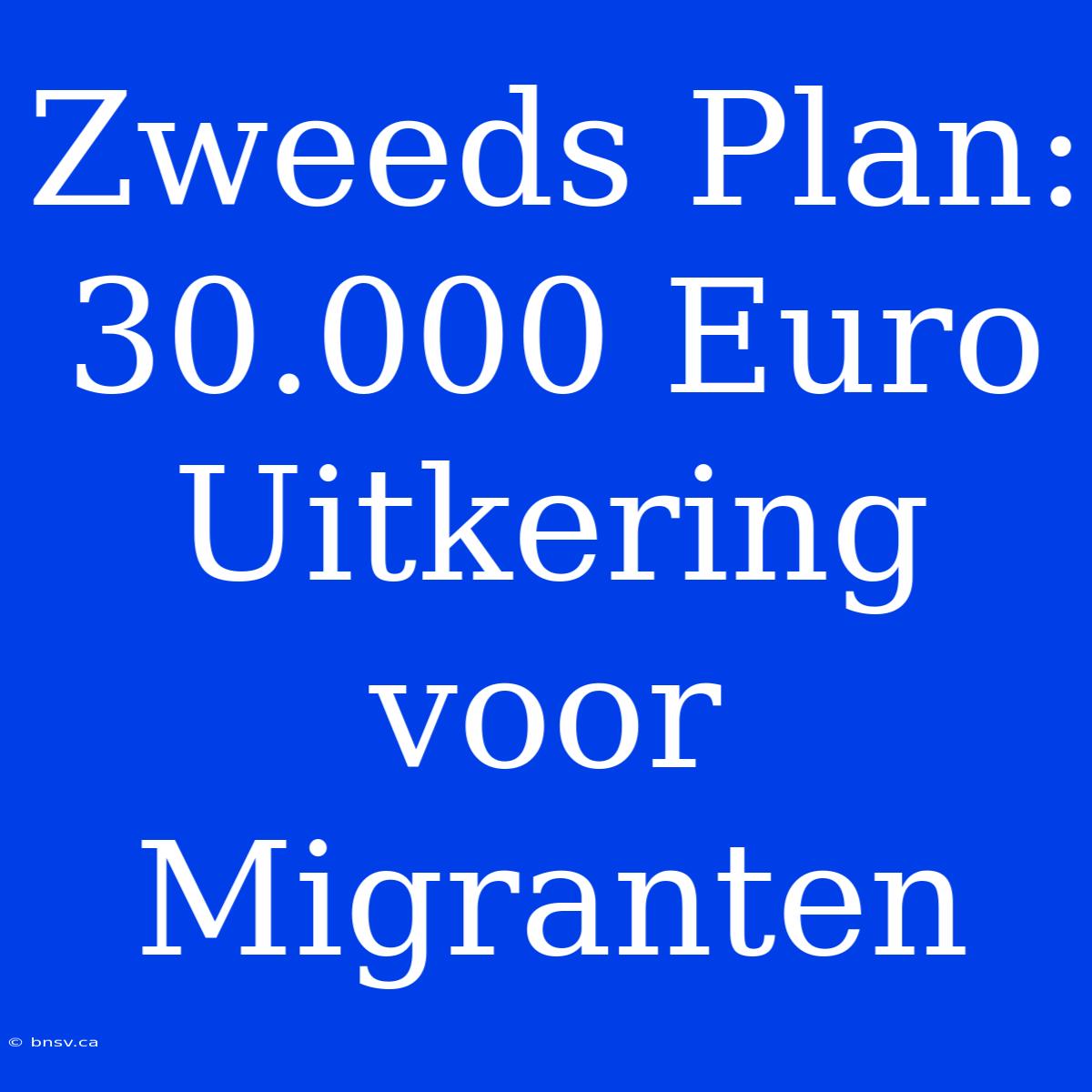 Zweeds Plan: 30.000 Euro Uitkering Voor Migranten