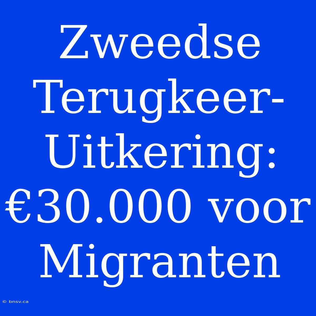 Zweedse Terugkeer-Uitkering:  €30.000 Voor Migranten